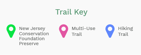 Trail Key describing three colored pindrops on map