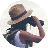 Woman holding binoculars